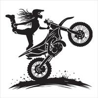 Silhouette of a Rider Navigating a Curve vector