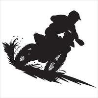 Silhouette of a Motocross Rider on a Hilltop vector