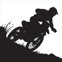 Silhouette of a Motocross Racer at Full Speed vector