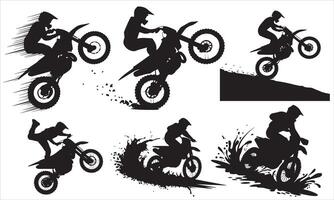 Dynamic Motorcycle Tricks Silhouette Art vector