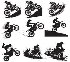 Trick Rider Silhouette Set in Action vector