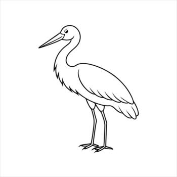 White Stork on White Background - Elegant and Versatile Design for Nature and Wildlife Projects vector