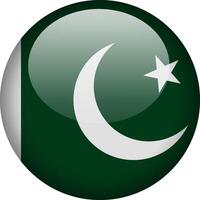 Circular glossy button with the Pakistani national flag, a symbol of Pakistan and its national identity. vector