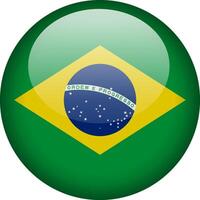 Circular glossy button with the Brazilian national flag, a symbol of Brazil and its national identity. vector