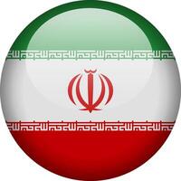 Circular glossy button with the Iranian national flag, a symbol of Iran and its national identity. vector