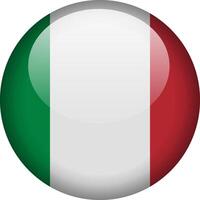 Circular glossy button with the Italian national flag, a symbol of Italy and its national identity. vector