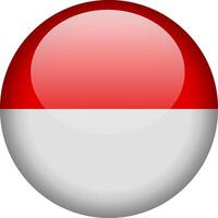 Circular glossy button with the Indonesian national flag, a symbol of Indonesia and its national identity. vector