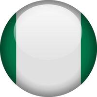 Circular glossy button with the Nigerian national flag, a symbol of Nigeria and its national identity. vector