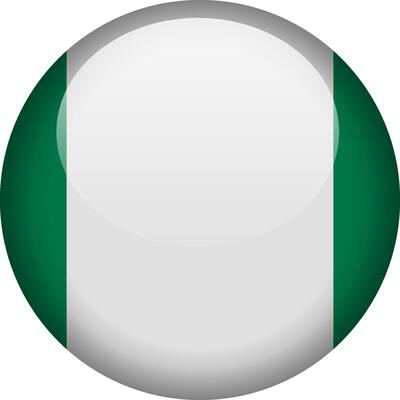 Circular glossy button with the Nigerian national flag, a symbol of Nigeria and its national identity.