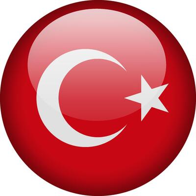 Circular glossy button with the Turkish national flag, a symbol of Turkey and its national identity.