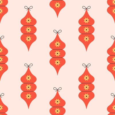 Seamless pattern with Christmas tree toys. Christmas ornaments. Print for wallpapers, textiles, wrapping paper, banners.