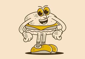 Standing burger character in happy face vector