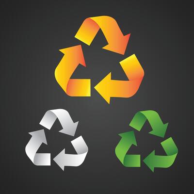 Recycle colorful icons, symbols, modern signs, linear pictograms