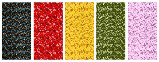 a collection of seamless patterns with a similar theme and available in several attractive colors. Suitable for application to fabric, paper, background images, etc vector