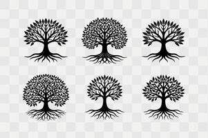 Tree deep roots silhouette design vector