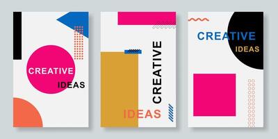 Set of memphis design. Minimal cover and poster. Colorful modern abstract vector