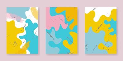 Set of abstract colorful memphis fluid shapes composition for minimal cover, poster and flyer design vector