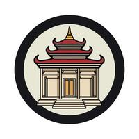 A chinese temple in a round shape vector