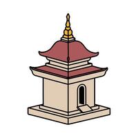 A small temple with a roof on top vector