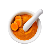 Top view of turmeric powder on transparent background png