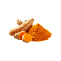 Fresh turmeric powder on transparent background png