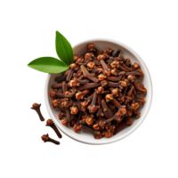 Top view of clove bowl on transparent background png
