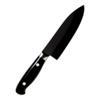 Sharp Kitchen Knife with Black Handle and Silver Rivets png