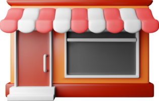 3d empty store front shop with window and door. png