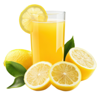 Fresh Lemon Juice with Sliced Lemons png