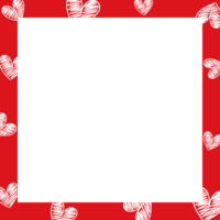 Valentine square frame. Heart patterns on red frame png
