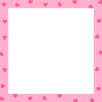 Valentine square frame. Heart patterns on pink frame png