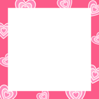 Valentine square frame. Heart patterns on pink frame. Valentines greeting card png