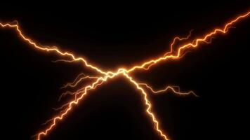 Abstract overlay effect. Electric yellow sparkling lightning on black background. video
