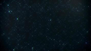 Night sky with glowing stars particles sparkling on black background. Abstract animated overlay effect video
