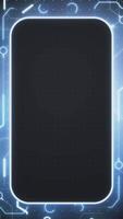 Abstract vertical frame laser lines glow neon white dark tone technology style background. video