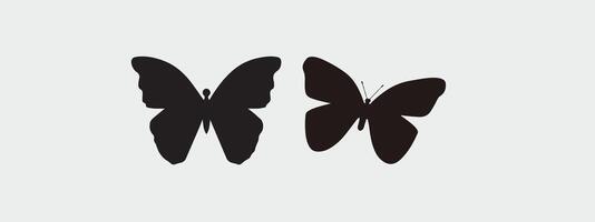 Print Set of butterfly silhouette illustrations on a white background. vector