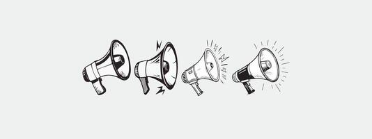 A black and white drawing of a megaphone isolated on white background vector
