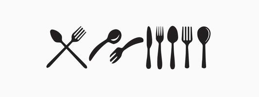 Print Spoon and Fork Icon Isolated on White Background vector