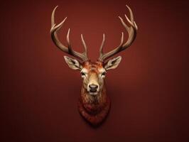 majestic deer head with antlers on dark background photo