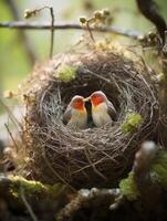 Two adorable birds in a cozy nest photo