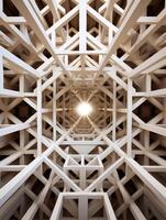 Intricate architectural structure with geometric patterns photo