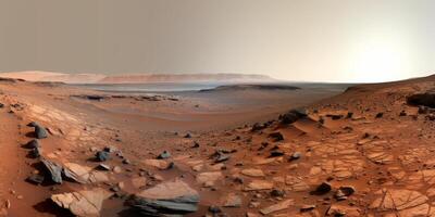 Panoramic view of a desolate martian landscape photo