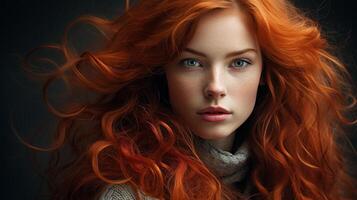 Captivating redhead with flowing locks photo