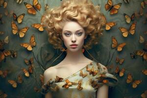 Enchanting portrait with butterflies photo