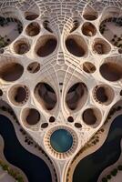 Intricate architectural design with geometric patterns photo