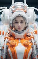 Astronaut in futuristic spacesuit photo