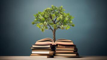 knowledge grows like a tree from books photo