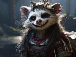 Whimsical creature with a mischievous grin photo