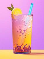 refreshing summer cocktail with lemon and bubbles photo