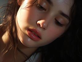 Peaceful sleeping child with soft lighting photo
